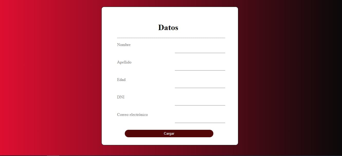 Formulario y tabla - HTML5, Javascript y CSS